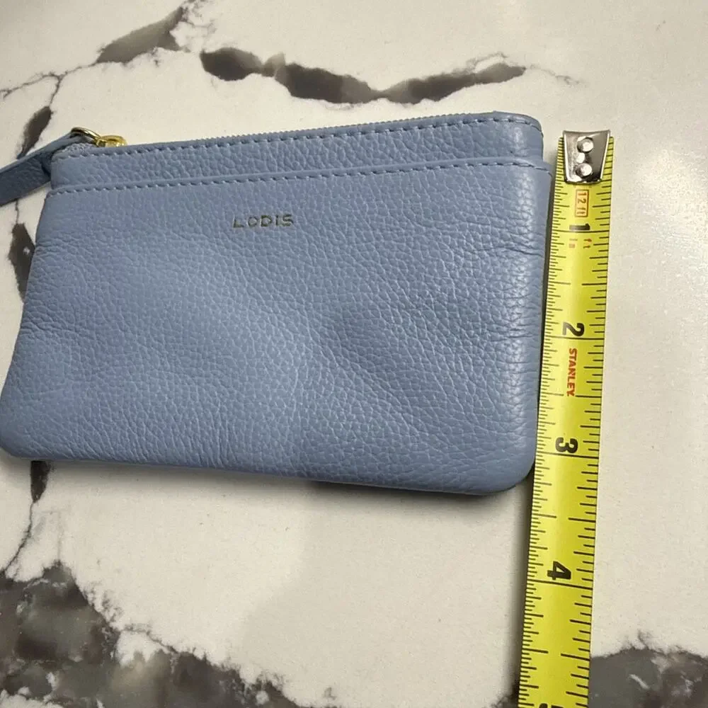 Lodis Women's Blue Leather Coin Change Purse Zipper Closure Wallet